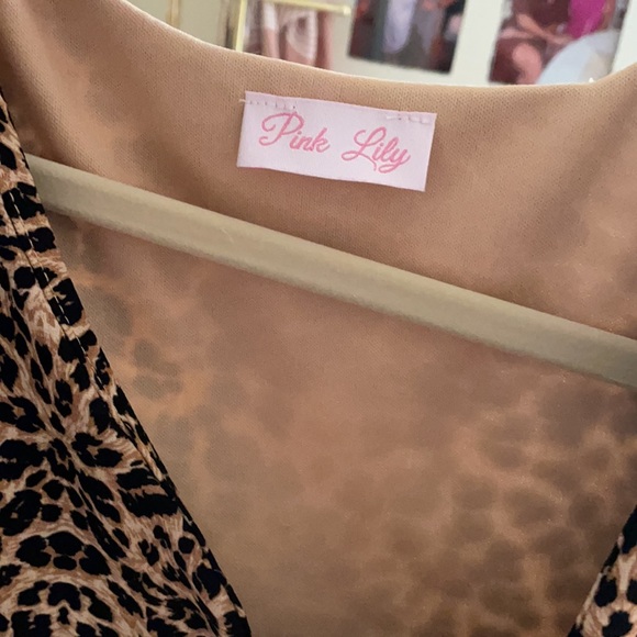 Pink Lily Leopard print button down dress - Picture 3 of 4